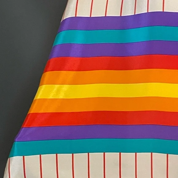 Stunner Christian Dior Silk Scarf Rainbow Print Large 34 In Exc Cond Pride - Picture 7 of 9